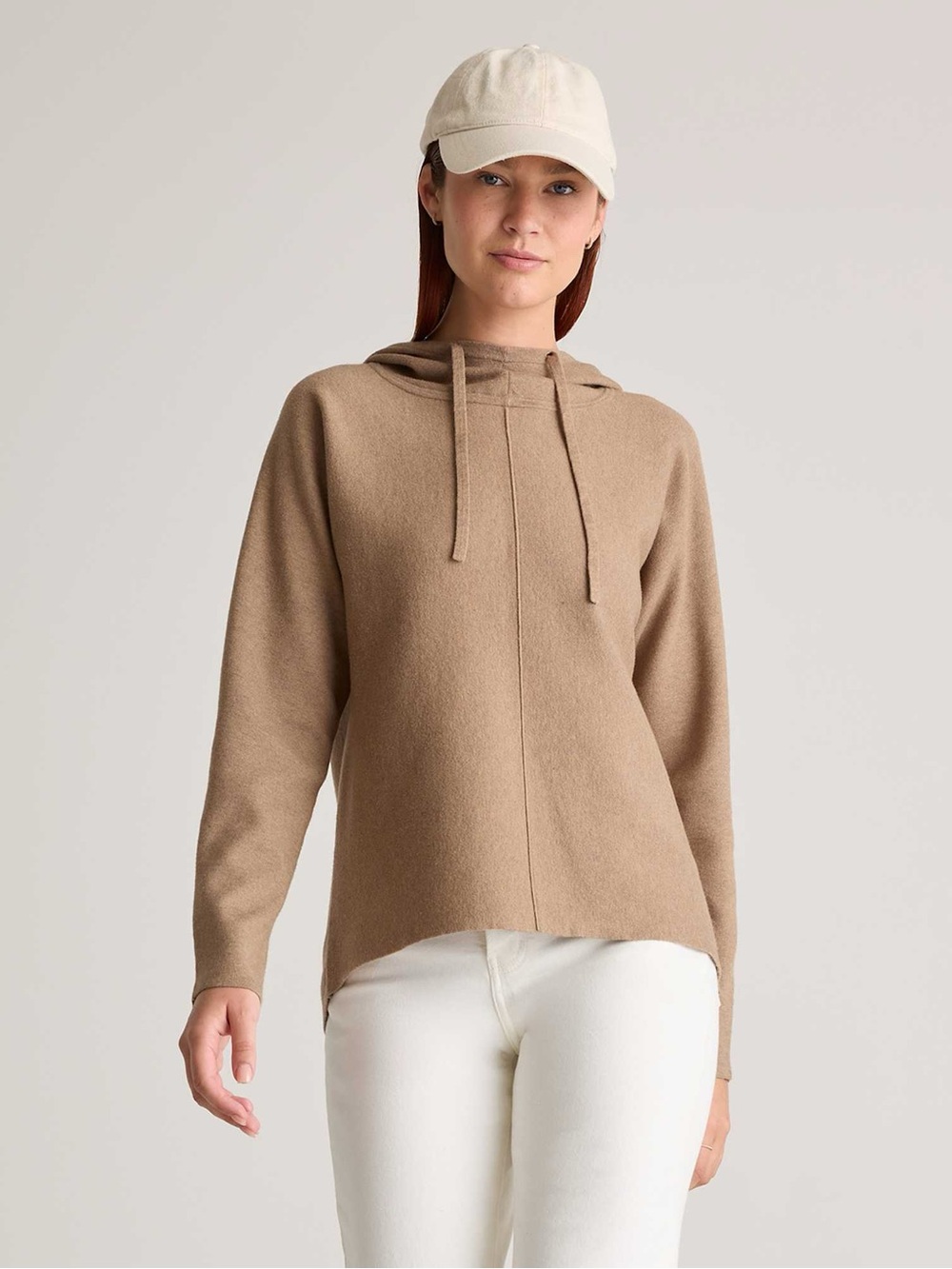 Quince Eco-Knit Milano Stitch Hoodie L Warm Taupe Minimalist